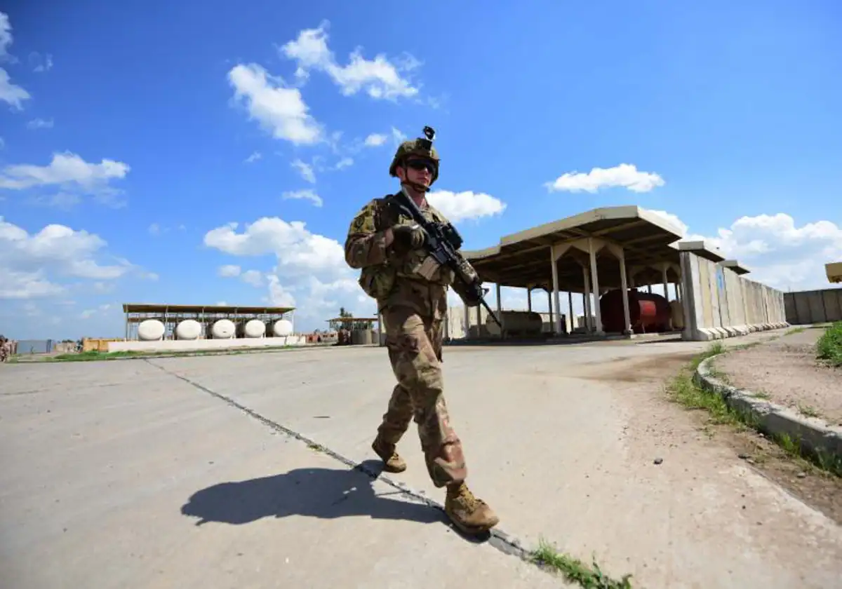 Un soldado estadounidense en la base aérea K1, cerca de la ciudad de Kirkuk, en el norte de Irak.