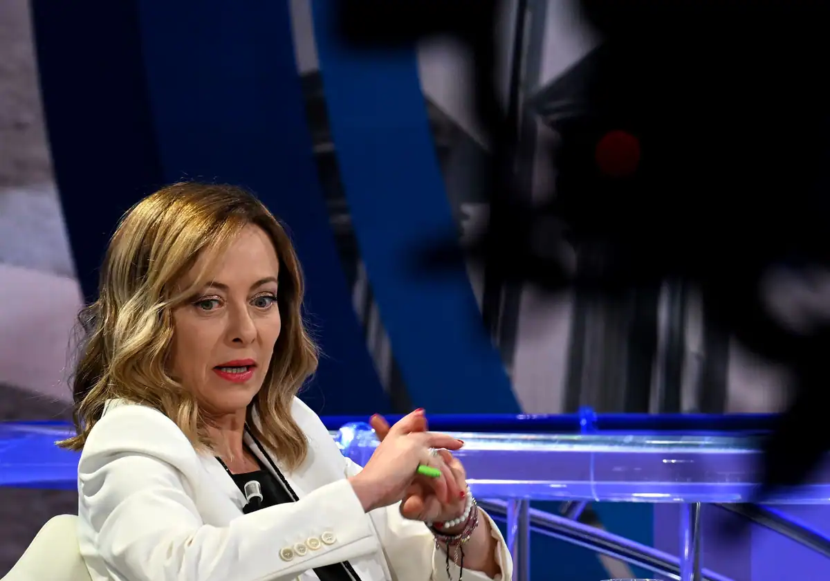 Giorgia Meloni asiste al programa de televisión nacional italiano «Porta a Porta»