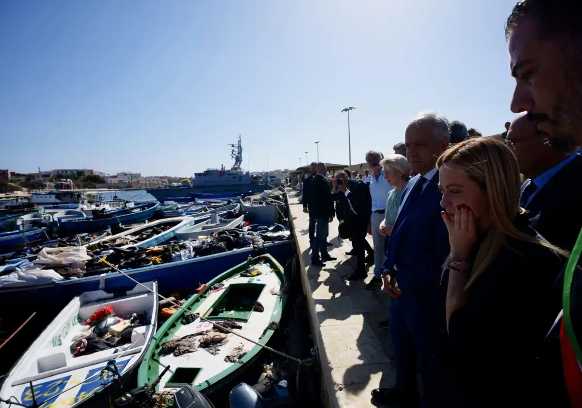 Foto del archivo Meloni en Lampedusa
