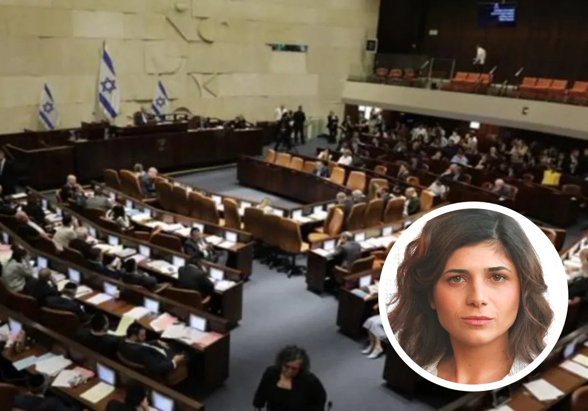 El Parlamento israelí en una imagen de archivo junto con una imagen de Sharren Haskel.
